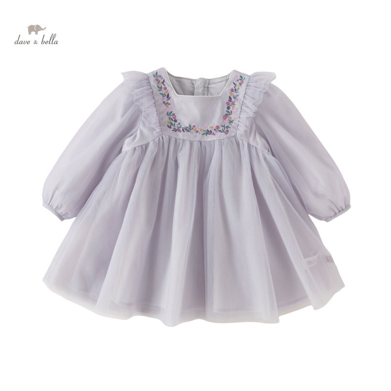 DB1248204 DAVE BELLA Children's Dress Spring Baby Girls Fashion Cute Sweet Casual Mesh Party Princess Dress