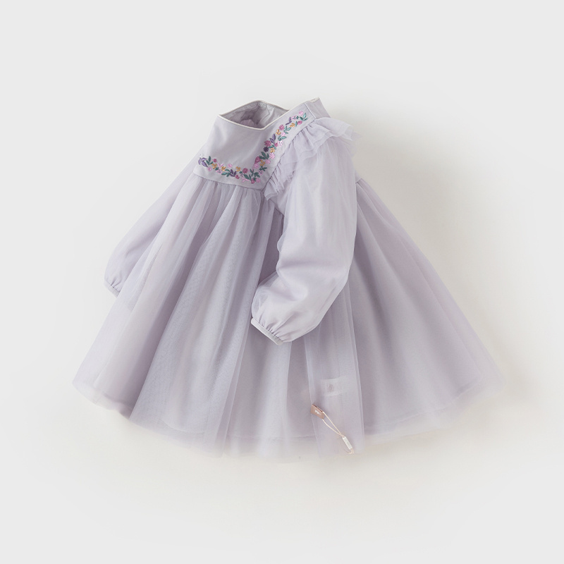 DB1248204 DAVE BELLA Children's Dress Spring Baby Girls Fashion Cute Sweet Casual Mesh Party Princess Dress