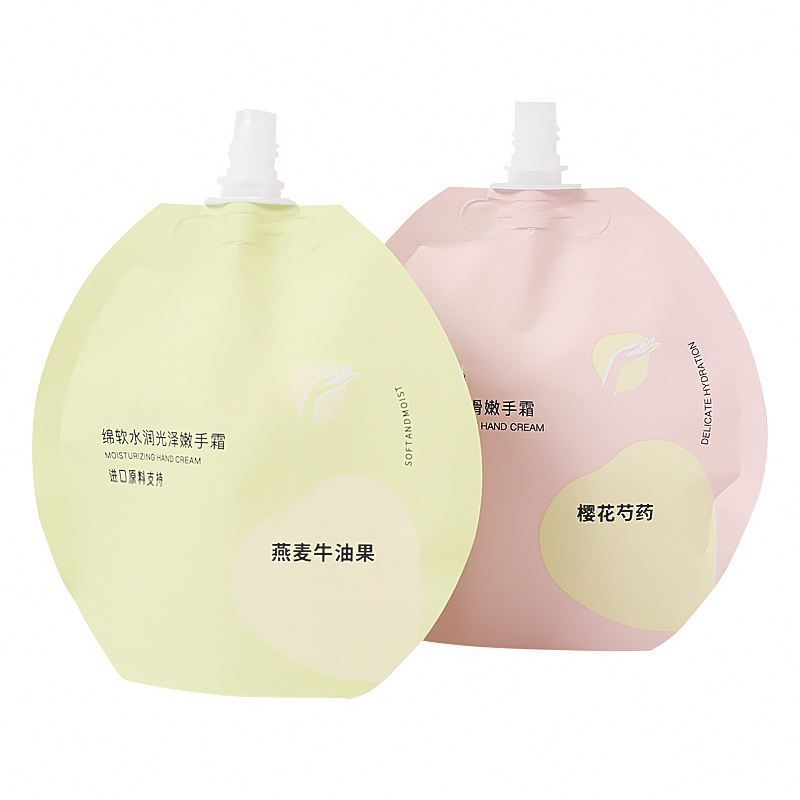 Custom eco friendly biodegradable kraft paper refill spout pouch for liquid soap body oil lotion hand cream skincare packaging