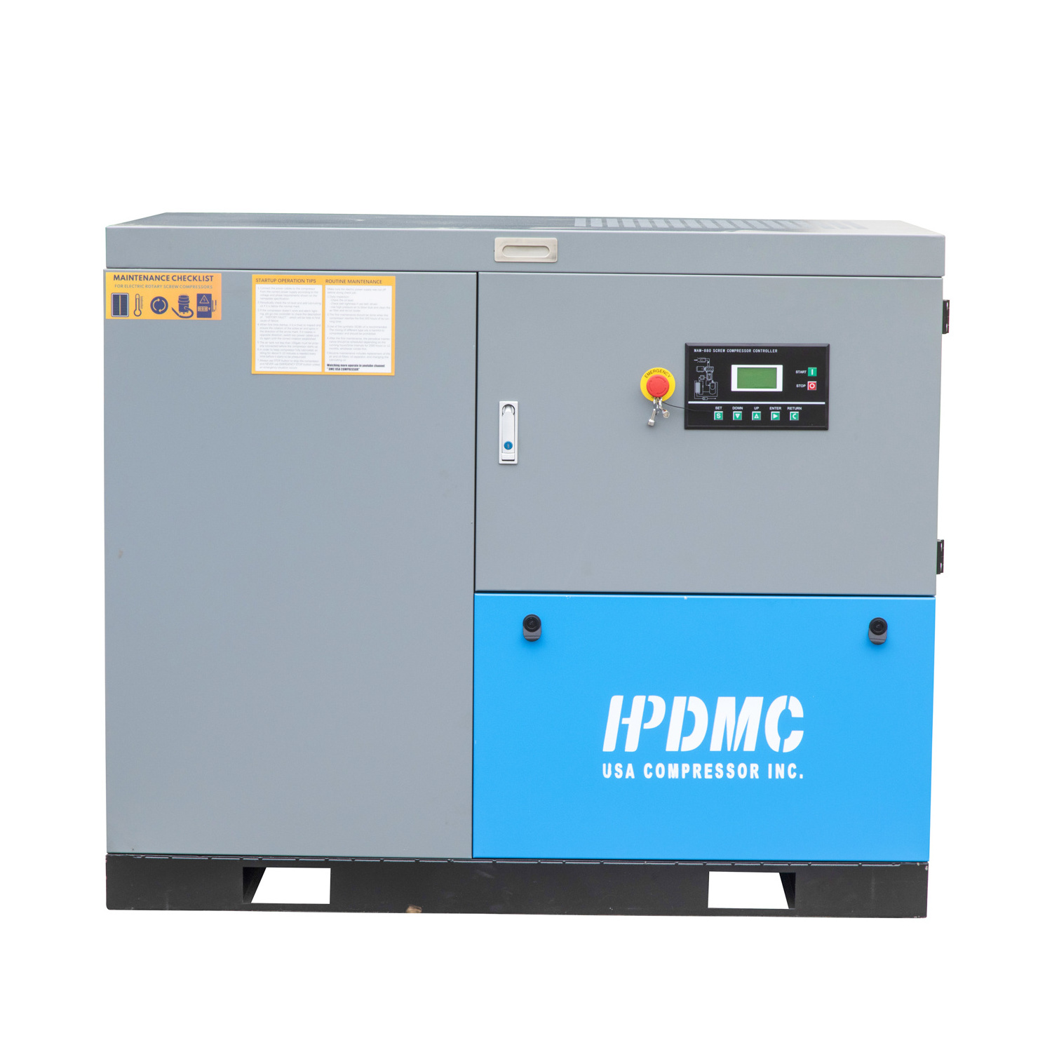 HPDMC 30 HP Rotary Screw Air Compressor 125 CFM 125 PSI / 208-230V/ 60HZ /3 Phase Built-in Oil Separator Skid