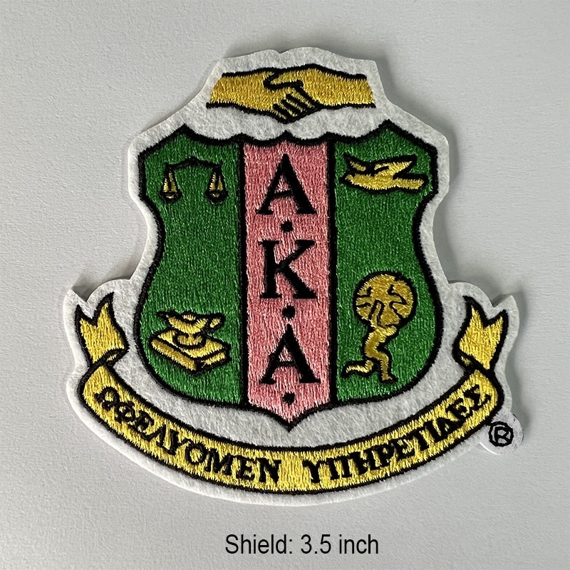 Stock AKA Sorority Embroidery SKEE WEE SOROR LEGACY  Lady Ivy 1908  SHIELD PRETTY GIRL PRETTY IN PINK  Iron On Patches