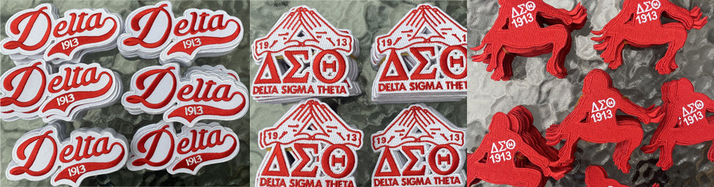 Custom wholesale Stock delta sigma theta sorority Fortitude Lady 1913 with triangle Elephant SHIELD embroidery iron on patches