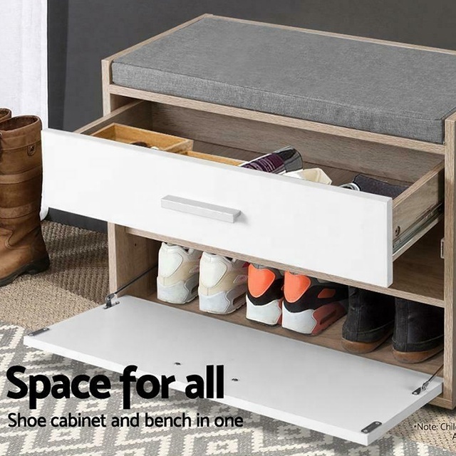 cheap modern wooden shoe rack organizer shoe cabinet furniture small shoe storage bench with Seat Cushion For Entrance