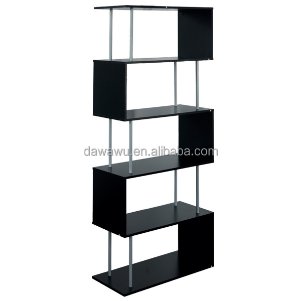 metal support decoration bookshelf Black-brown Modern Bookcase for Living Room Office or Bedroom