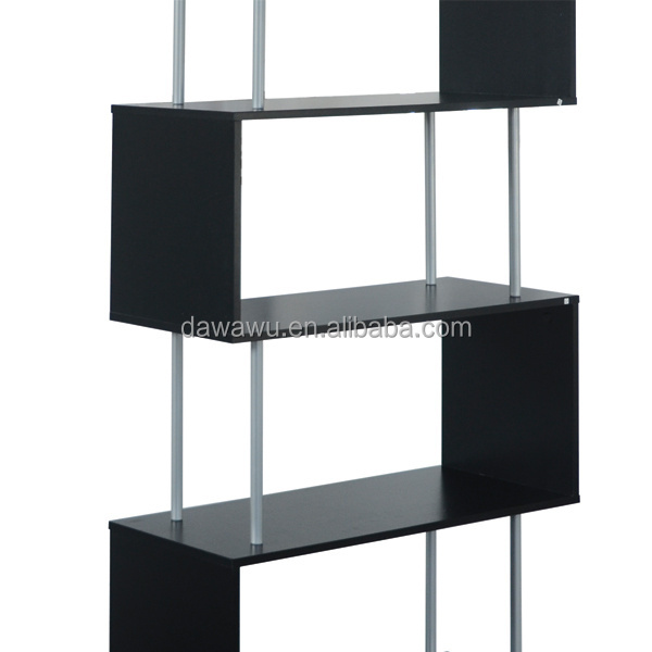 metal support decoration bookshelf Black-brown Modern Bookcase for Living Room Office or Bedroom