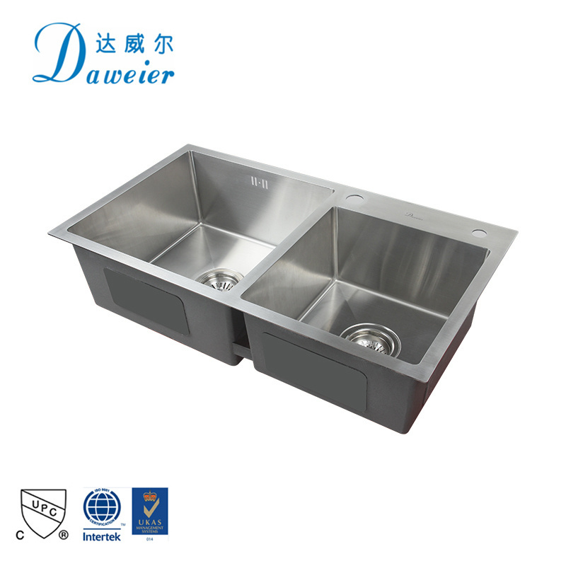 luxury farmhouse stainless steel hand made sink rectangle double bowl kitchen sink