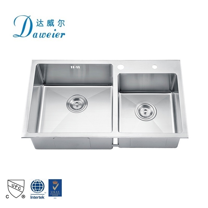 luxury farmhouse stainless steel hand made sink rectangle double bowl kitchen sink