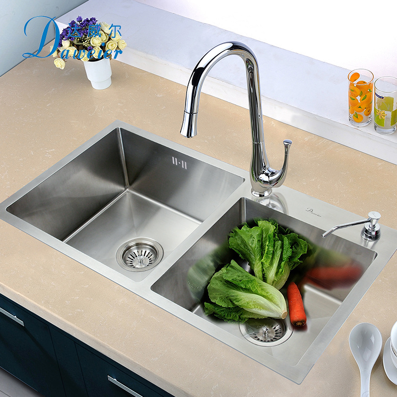 luxury farmhouse stainless steel hand made sink rectangle double bowl kitchen sink