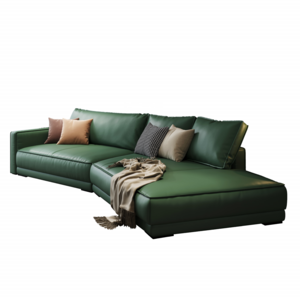 Wholesale Leather Soft Sofa Multi Color Dark Green Modern and Simple Design Living Room Corner Sofa