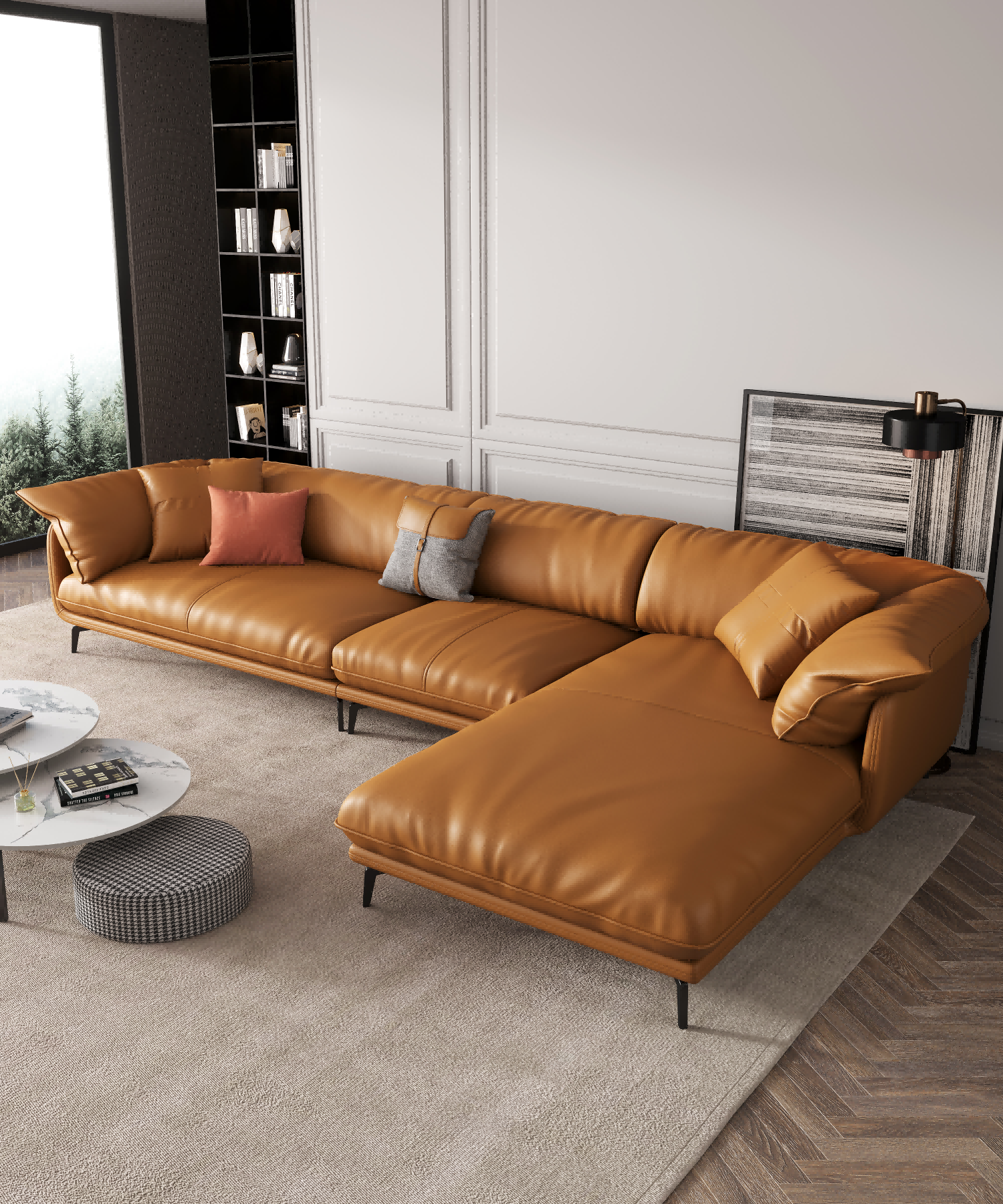 Factory Hot Sale Sofa Set Three Person Seat Modular Chaise Nordic Design Lounge Leather Sofa