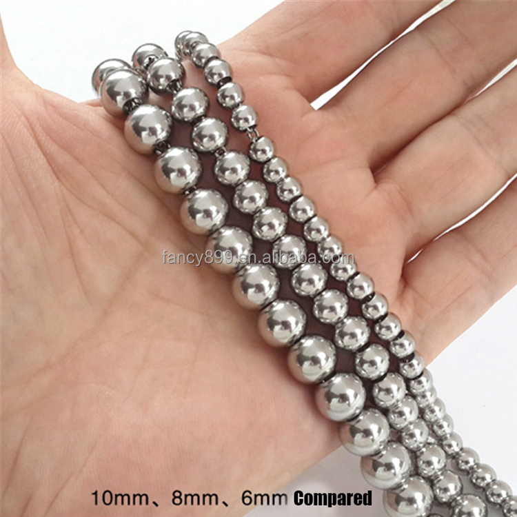 Wholesale waterproof jewelry 6mm bead chain necklace stainless steel ball chain necklace