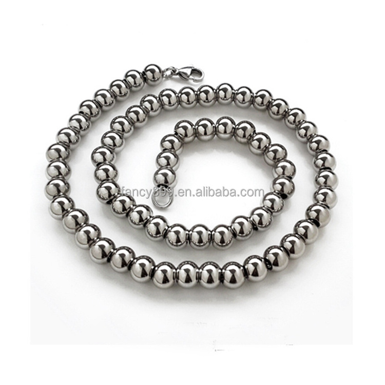 Wholesale waterproof jewelry 6mm bead chain necklace stainless steel ball chain necklace