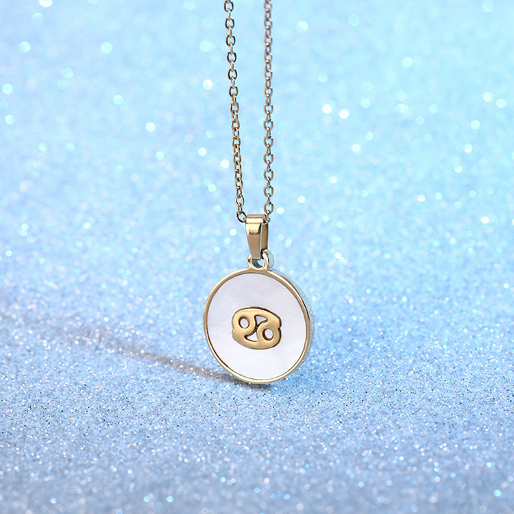 Zodiac Necklace Gold Plated Stainless Steel Tarnish Free female elegant 12 zodiac sign necklace pendants