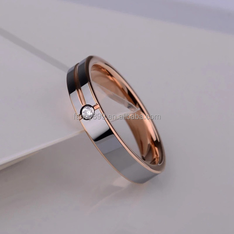 Wholesale tungsten carbide pink ring rose gold diamond promise rings for couples