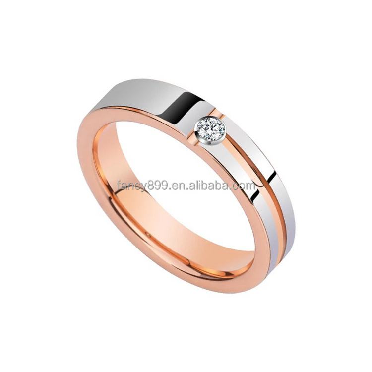 Wholesale tungsten carbide pink ring rose gold diamond promise rings for couples