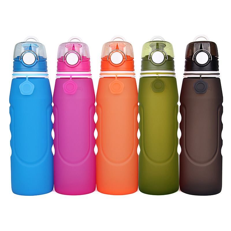 Promotional Portable anti-drop and anti-leak silicone water bottle sports kettle creative travel tumbler folding BPA free cup