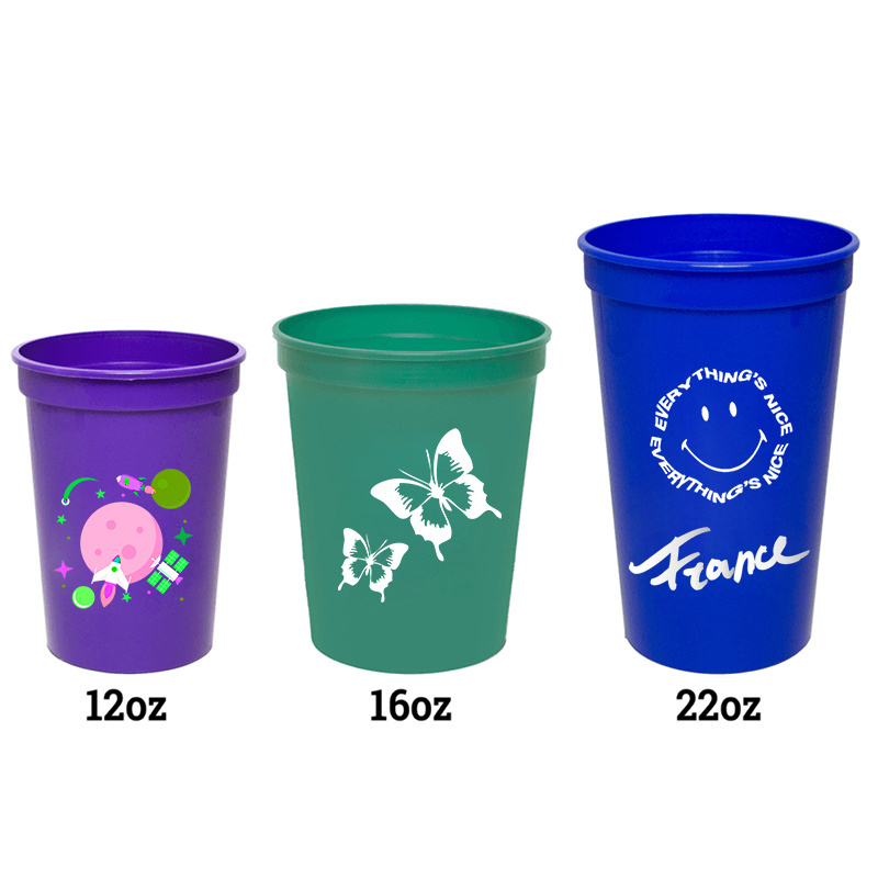 Football Competitions Use Cheap Price Custom Logo Plastic Cups Durable Eco Friendly 12oz 16oz 24oz 32oz Stadium Cup