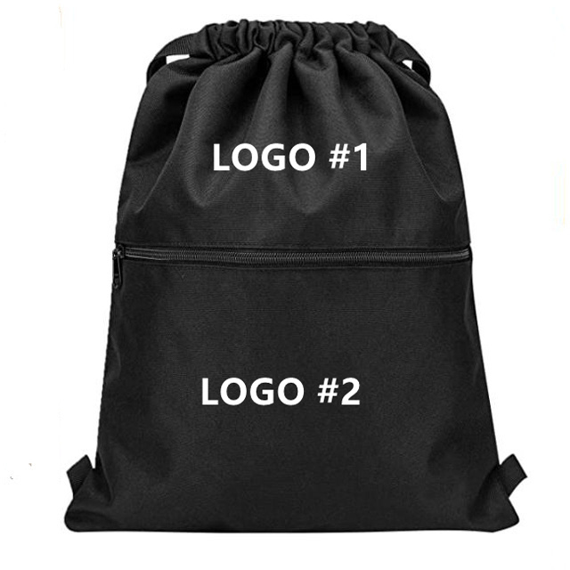 Bright Canvas Etched Pocket Drawstring Sport Backpack for Sport