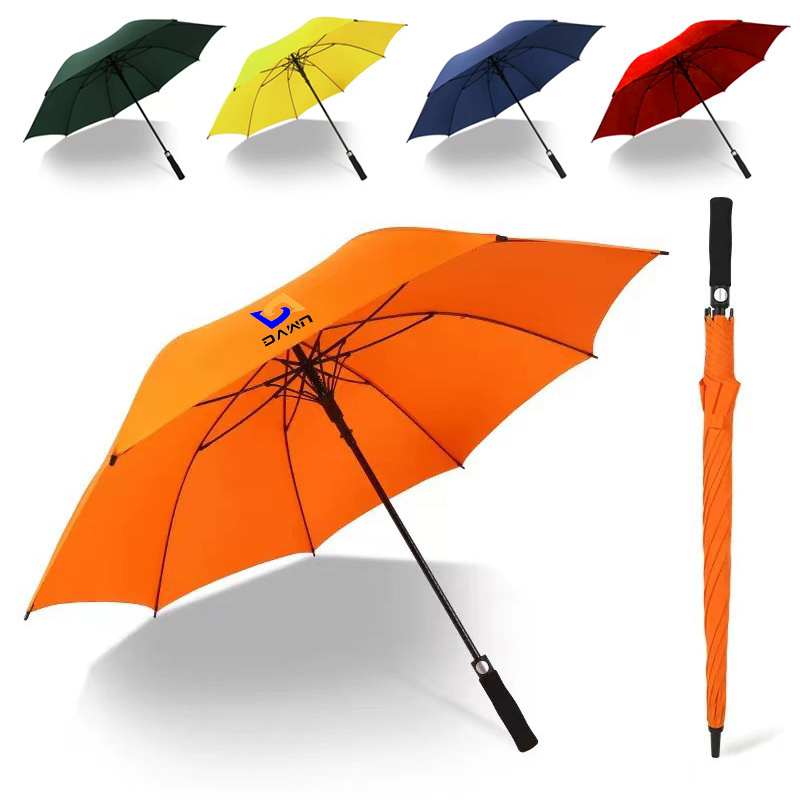 China Factory Heavy Duty Windproof Straight Golf Umbrella with logo for Custom