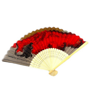 Portable Custom Printed Folding Advertising Brand Summer Business Folk Handmade Painting bamboo fan hand fan