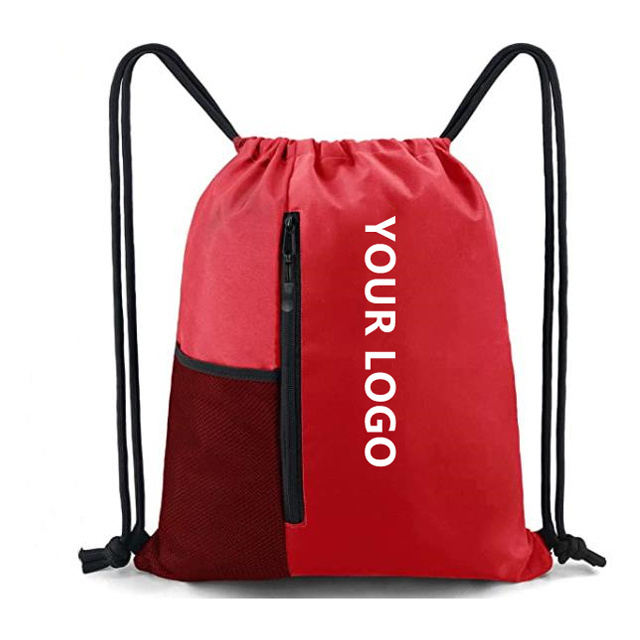 Bright Canvas Etched Pocket Drawstring Sport Backpack for Sport