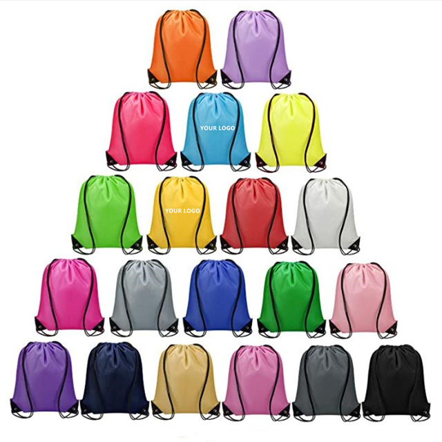 Bright Canvas Etched Pocket Drawstring Sport Backpack for Sport