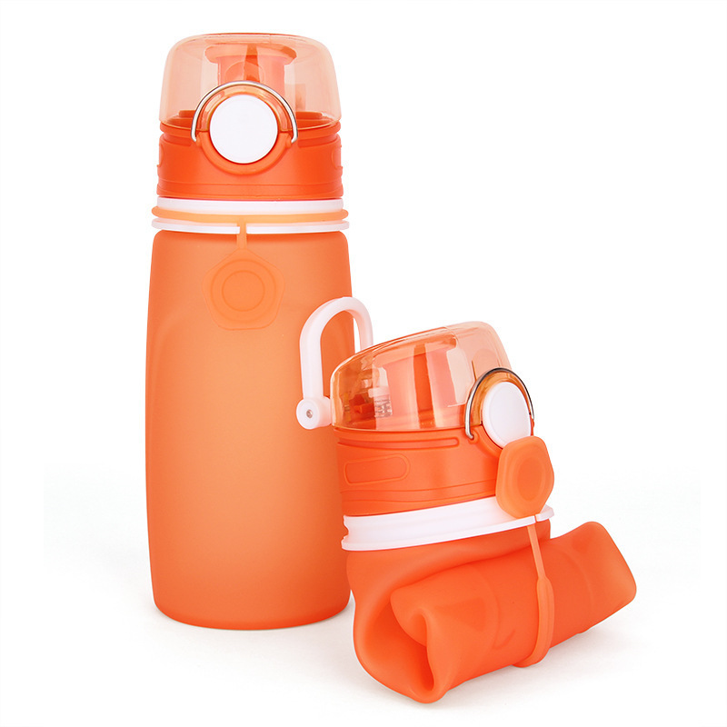 Promotional Portable anti-drop and anti-leak silicone water bottle sports kettle creative travel tumbler folding BPA free cup