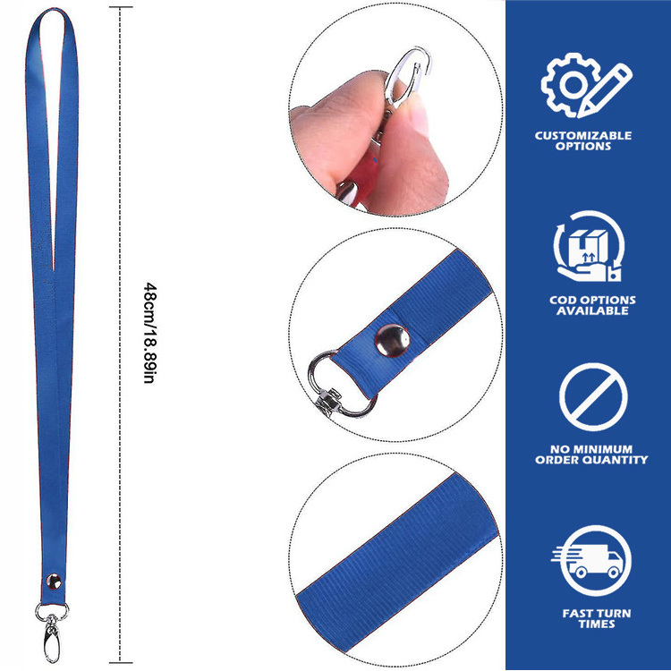 Hot Sales Custom New Design Plain Nylon Lanyard Solid Colored Blank Lanyards