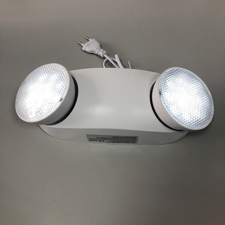 White Led Emergency Twin Spot Light 2.4w High Brightness Exit Wall Mounted Rechargeable Lamp