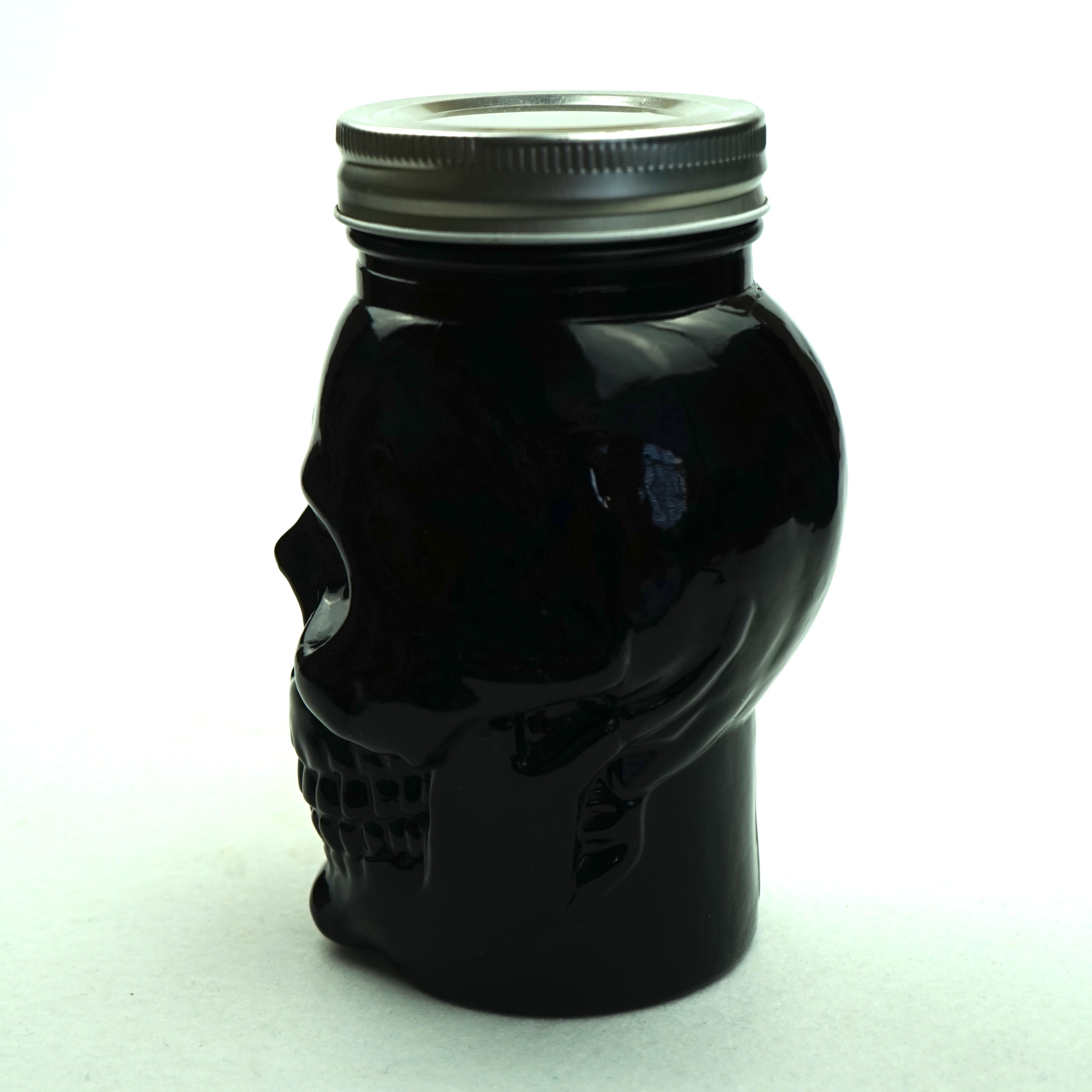 16oz 500ml Unique Empty Metal Screw Swing Top Cool Black Colored Skull Bottle Glass Storage Mason Jar