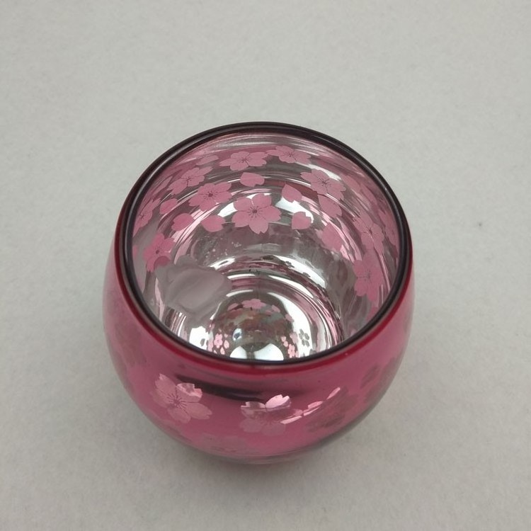 Pink Cherry blossoms Small Round Glass Cups Votive Tea lights Candle Holders