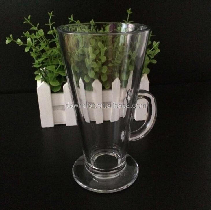 Wholesales Ireland Transparent Coffee Container Anti-Heat Glass Latte Cup With Mini Handle