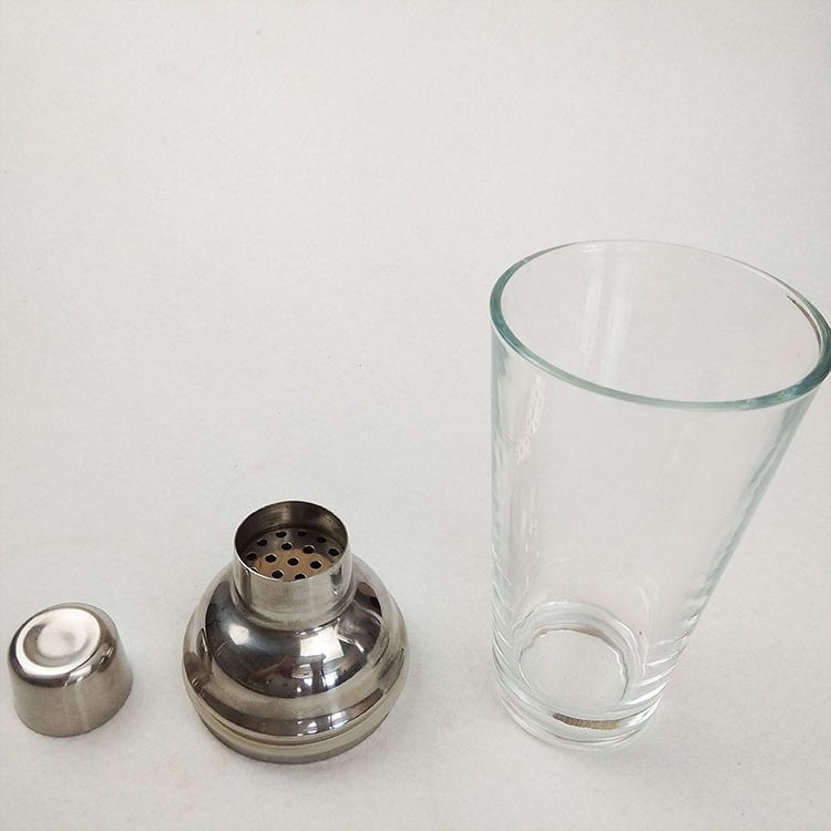 Barware Stainless Steel Lid 16oz Cocktail Glass Shaker For Bar