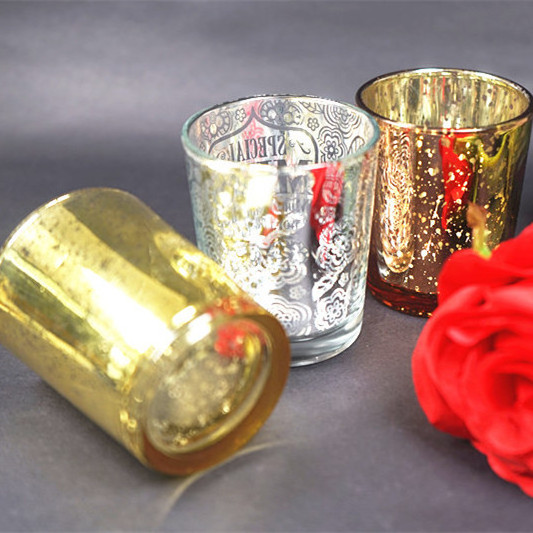 Gold Votive Mercury Glass Candle Jar Tea Light Candle Holder Glass Wholesale