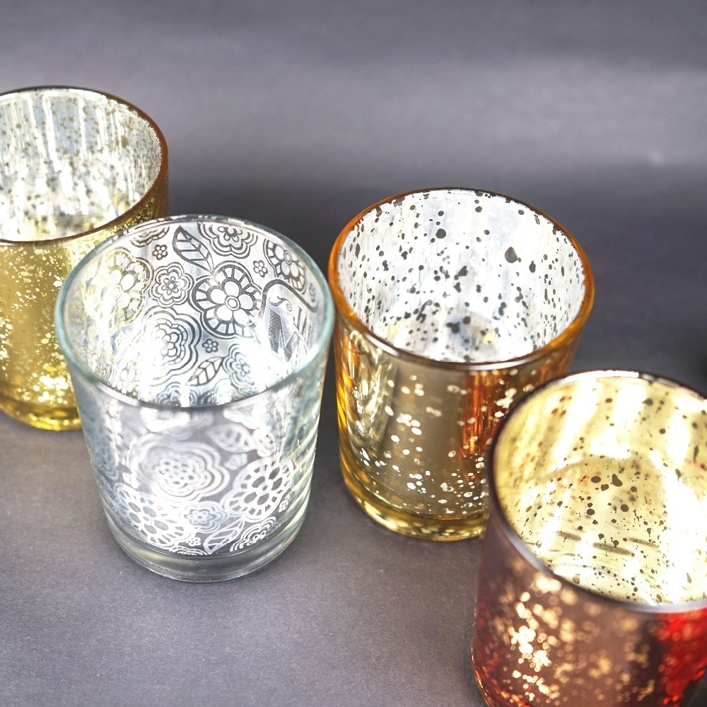 Gold Votive Mercury Glass Candle Jar Tea Light Candle Holder Glass Wholesale