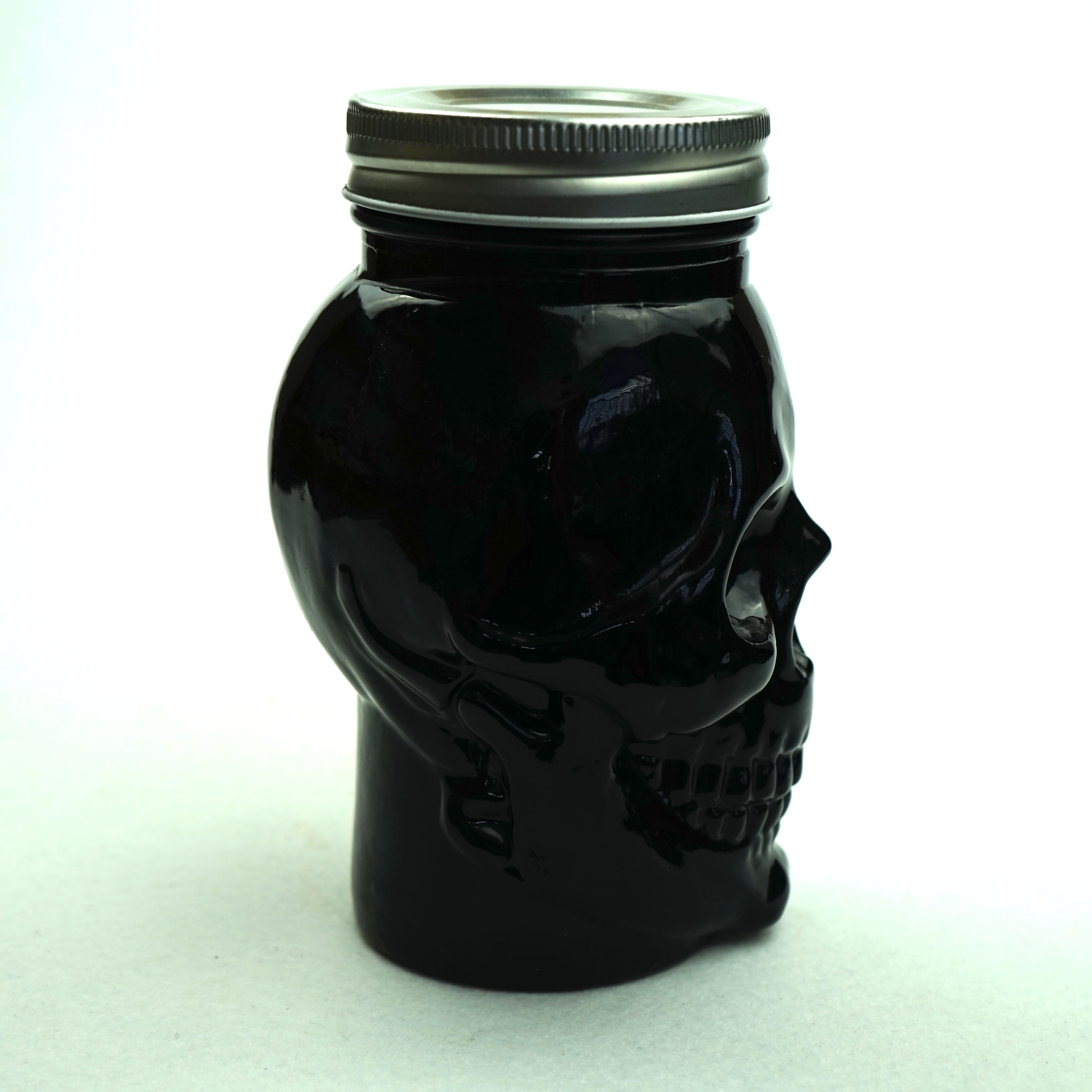 16oz 500ml Unique Empty Metal Screw Swing Top Cool Black Colored Skull Bottle Glass Storage Mason Jar