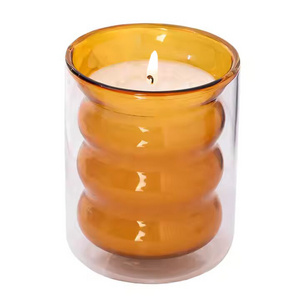 8oz 240ml High Borosilicate Glass Decorative Color Candle Holders Double Wall Glass Candle Jars