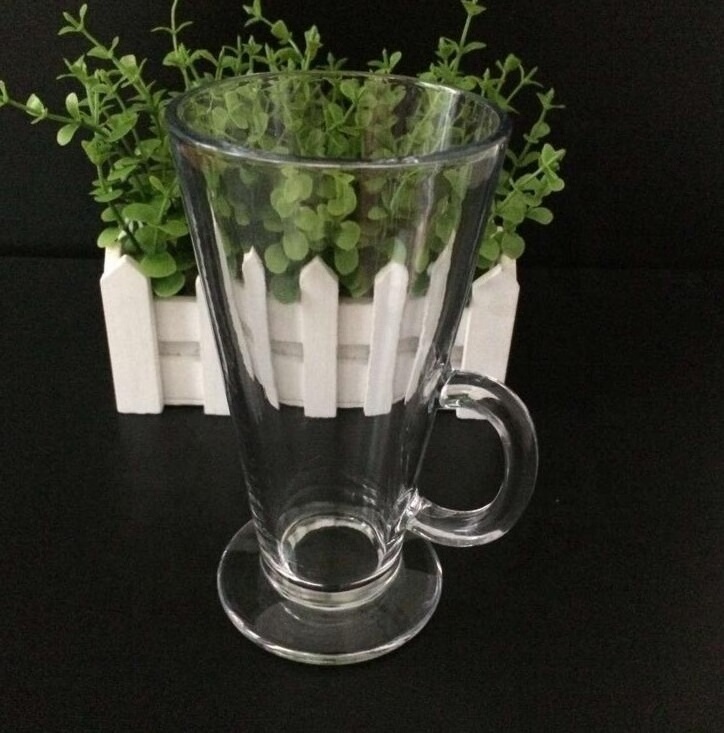 Wholesales Ireland Transparent Coffee Container Anti-Heat Glass Latte Cup With Mini Handle