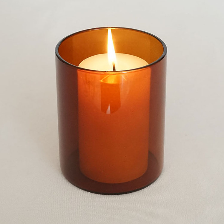 Wholesale customizable blank sublimation empty tube amber jar with lid glass luxury candle jar