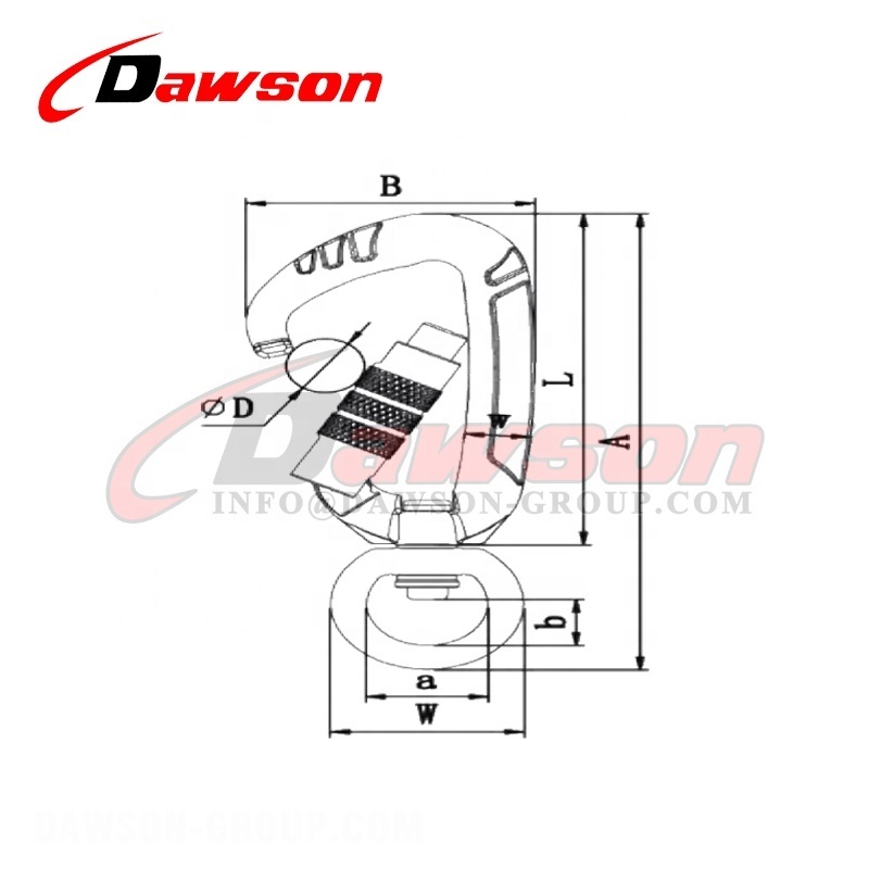 DAWSON China Factory Self Aluminum Locking Pear Shaped Swing Swivel Custom D Shaped Swivel Carabiner