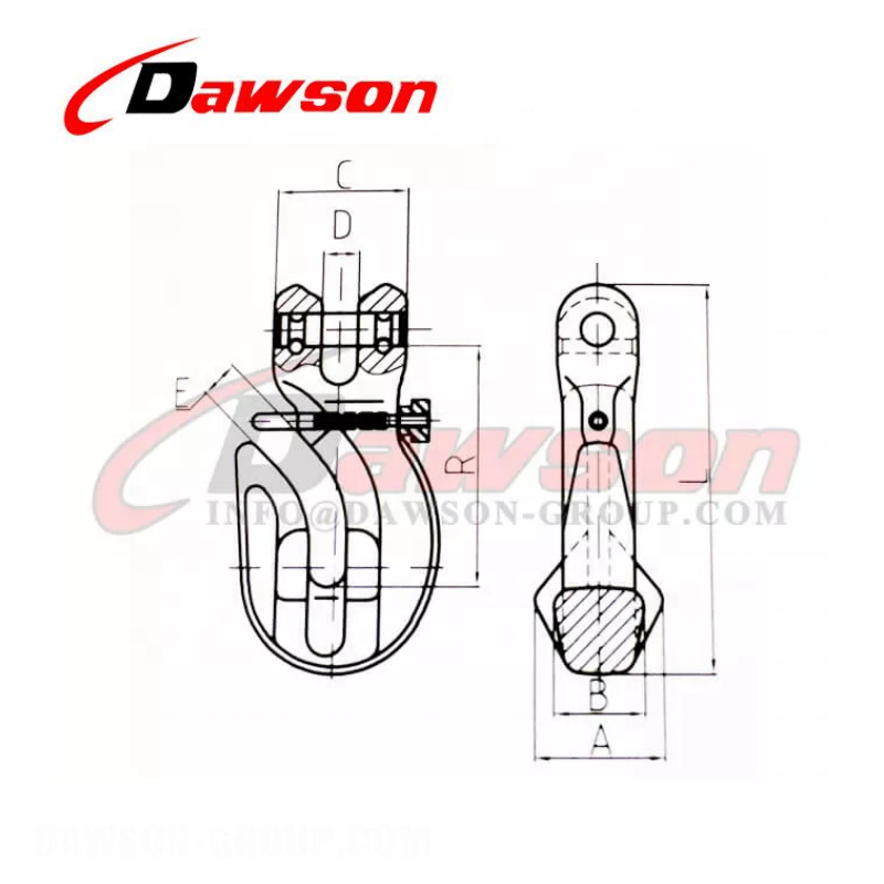 DS1024 G100 8-13MM Special Clevis Grab Hook With Safety Pin for Adjust Chain Length