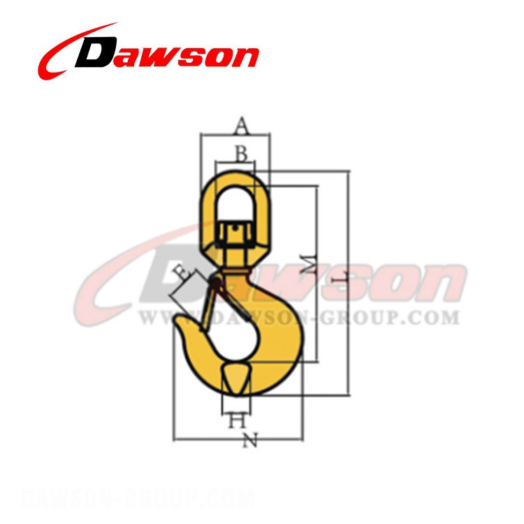 G80 Swivel Hook with Safety Latch for Heavy Duty Crane Lifting Chain Slings