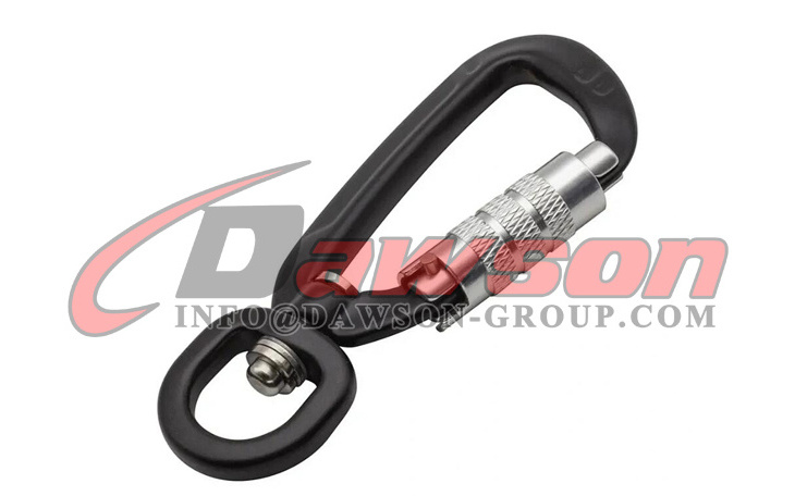 DAWSON China Factory Self Aluminum Locking Pear Shaped Swing Swivel Custom D Shaped Swivel Carabiner