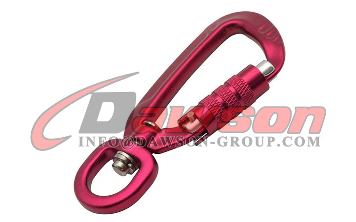 DAWSON China Factory Self Aluminum Locking Pear Shaped Swing Swivel Custom D Shaped Swivel Carabiner