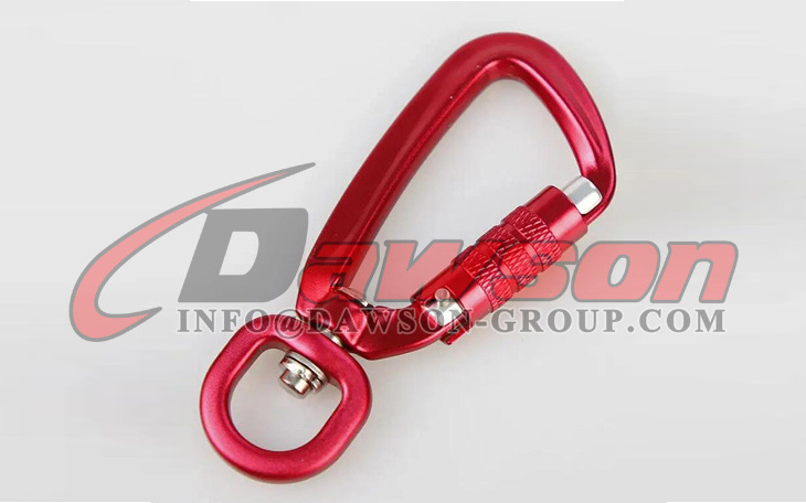 DAWSON China Factory  High Quality Aluminum Swivel D Shaped Screw Lock Carabiner