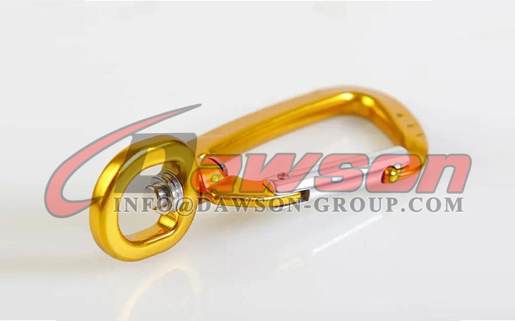 DAWSON China Factory  High Quality Aluminum Swivel D Shaped Screw Lock Carabiner