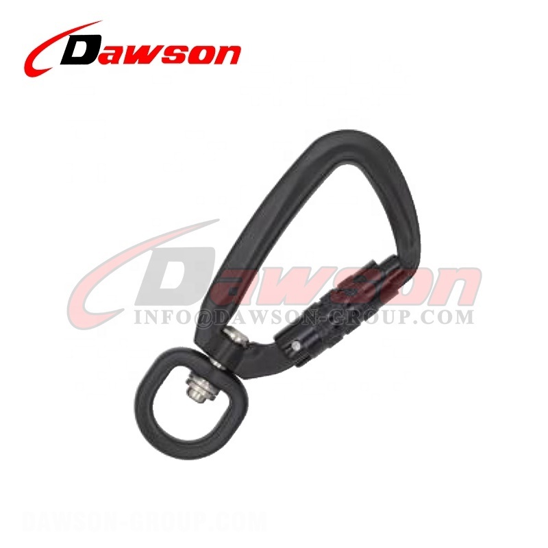 DAWSON China Factory  High Quality Aluminum Swivel D Shaped Screw Lock Carabiner