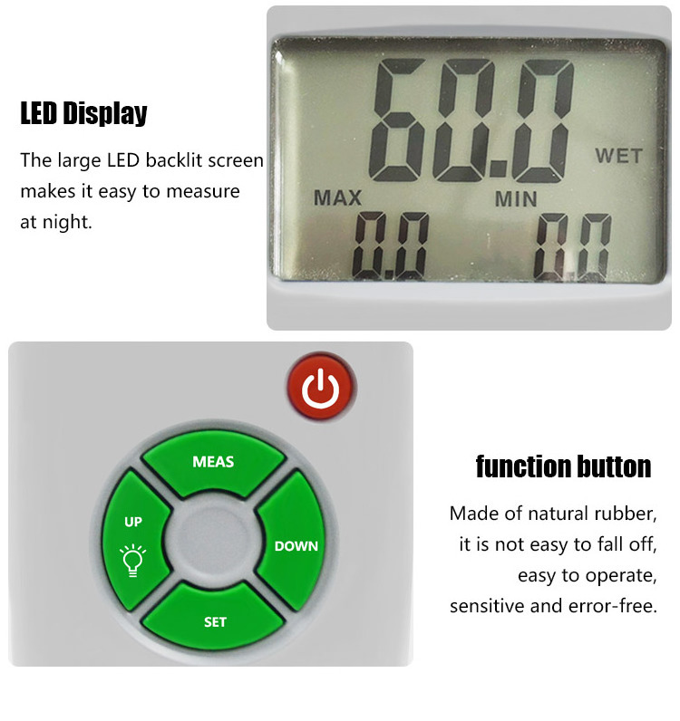 Wall Concrete Wood Humidity Moisture Management Tester Timber Damp Detector Tree Density Digital Wood Moisture Meter Hygrometer