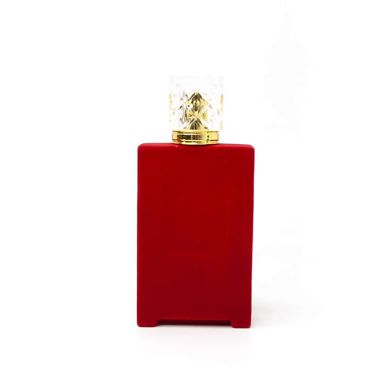 Factory Direct Red Velvet Unique Perfume Bottle 50ml Flat Perfume Bottle Press For Sale