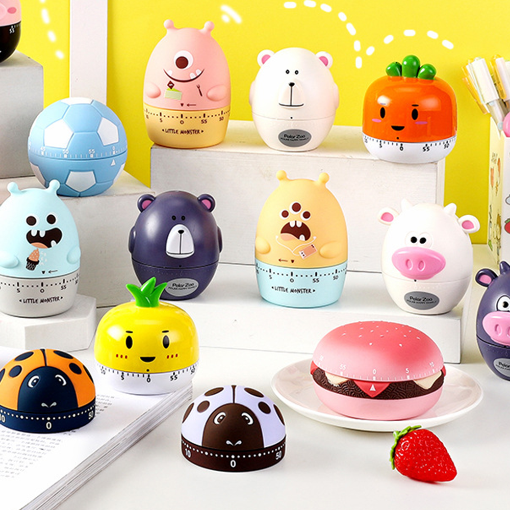 Kitchen Countdown Clock Cute Animal Fruit Alarm Clock Timer for Kids Mechanical Kitchen Timer